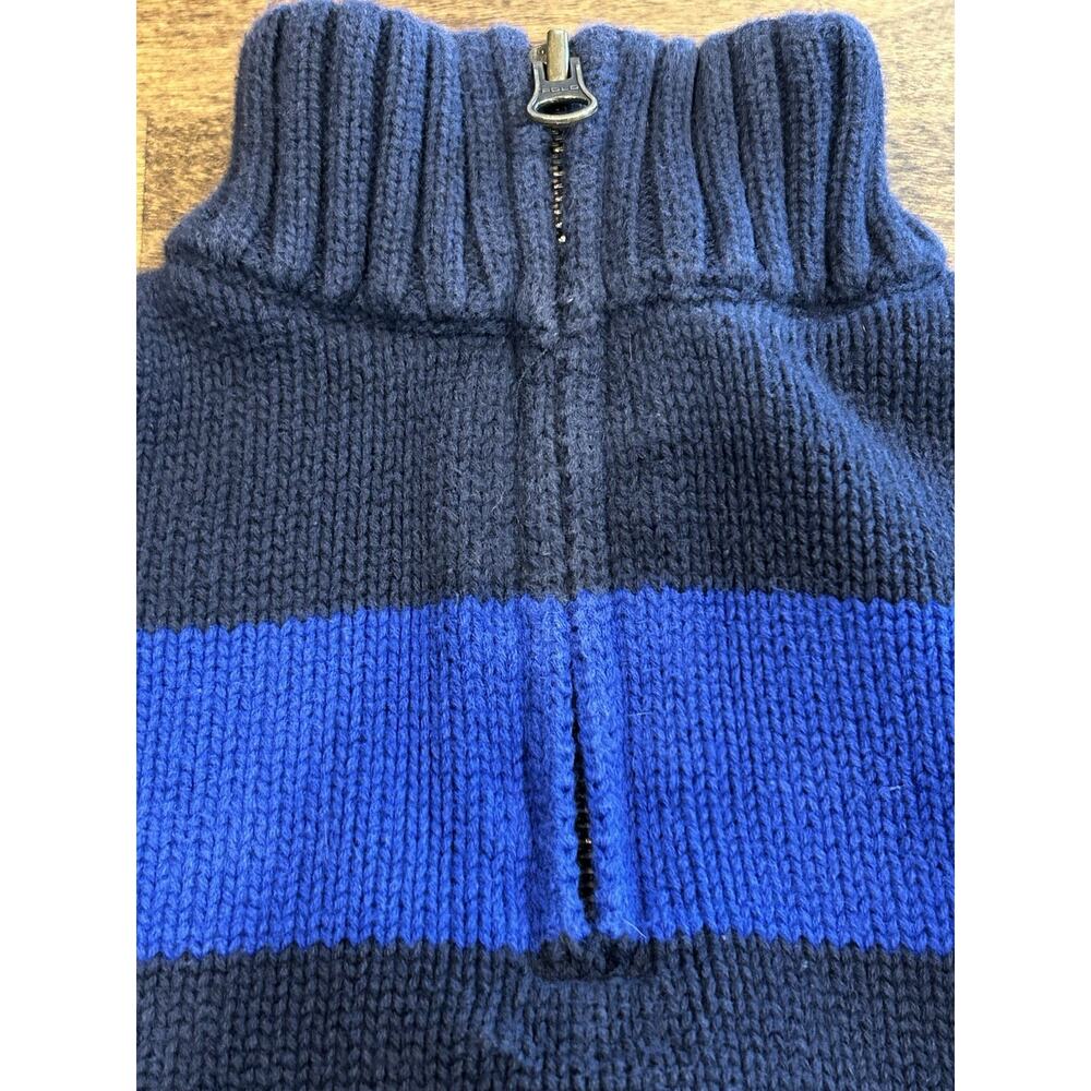 Polo Ralph Lauren Boys Quarter Zip Sweater Cable Knit Blue Black Stripes 5 - Picture 4 of 6